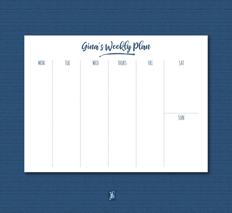 Navy Swash Weekly Note Pad