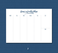 Navy Swash Weekly Note Pad