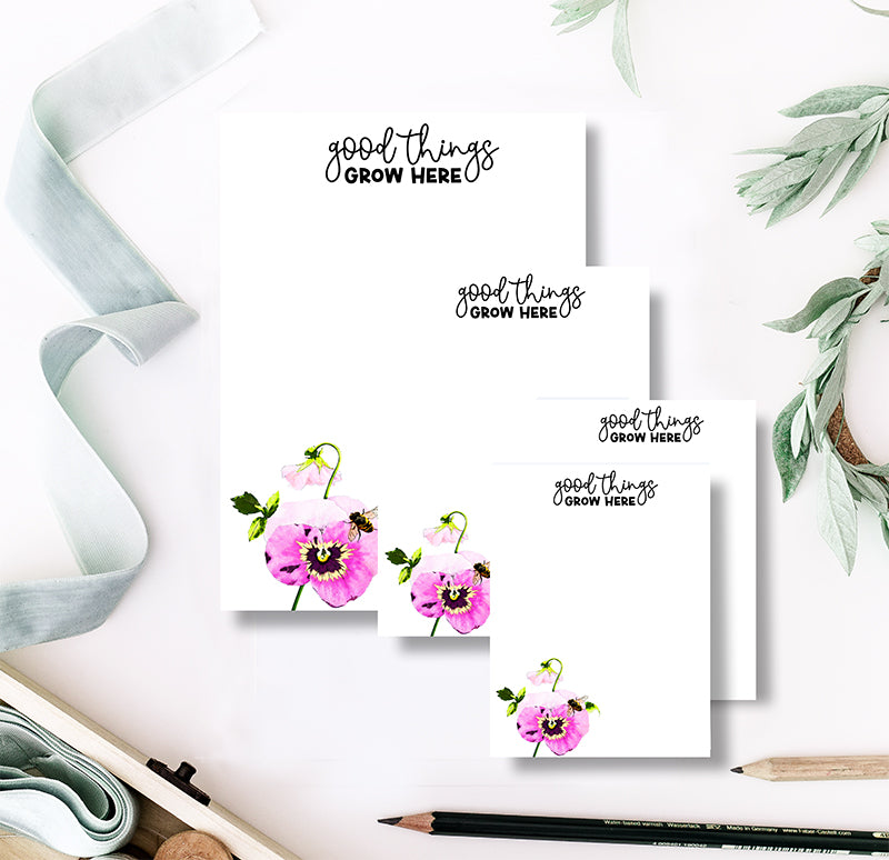 Personalized Pansy Notepad | Custom Floral Gardening Gift