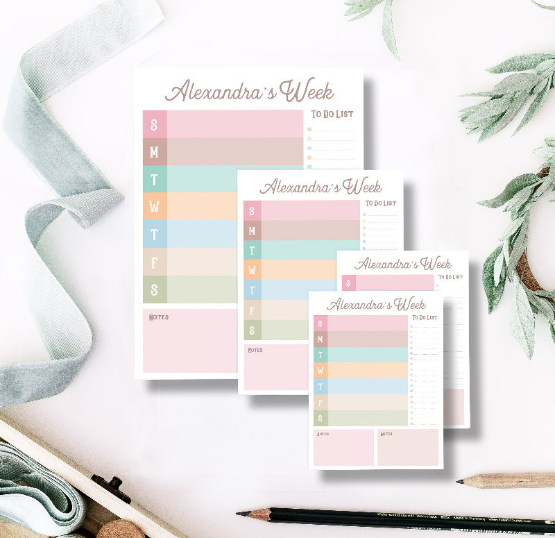 Pastel Weekly To Do List Notepad | Personalized Color-Block Planner