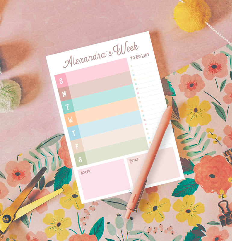 Pastel Weekly To Do List Notepad | Personalized Color-Block Planner