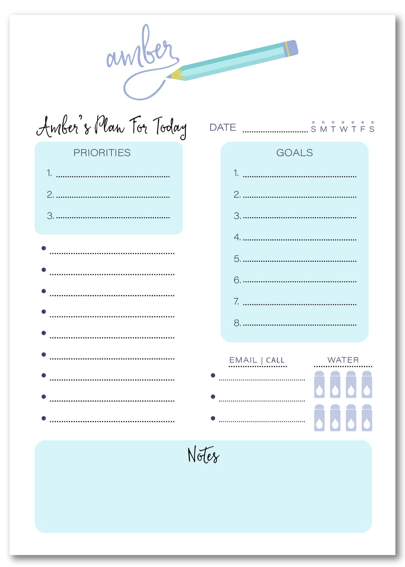 Pencil Name Planner Note Pad