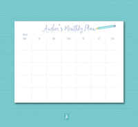 Pencil Name Monthly Plan Note Pad