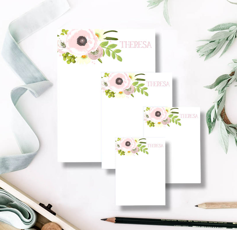 Pink Poppy Bouquet Note Pad Set