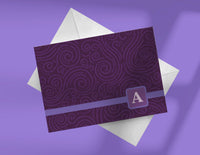 Custom Plum Swirls Note Card Set