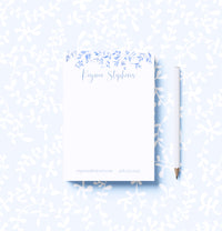 Porcelain Blue Notepad | Floral Note Pad for Desk