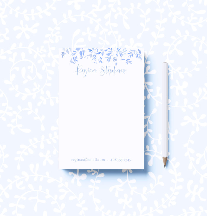 Porcelain Blue Notepad | Floral Note Pad for Desk