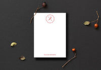Red Ornate Monogram Desk Pad