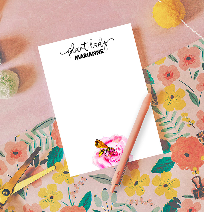 Custom Rose Plant Lady Notepad | Personalized Gardener Gift