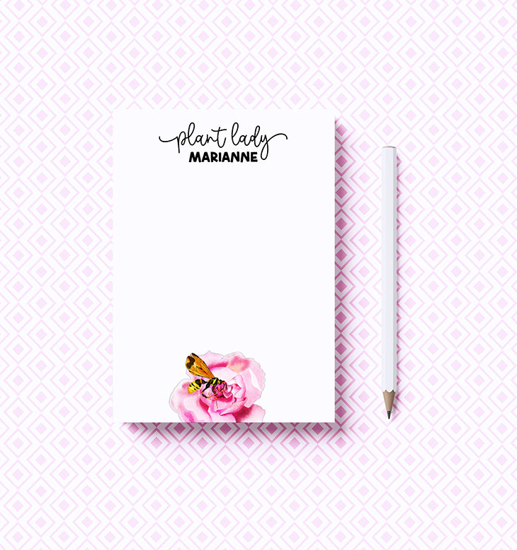 Custom Rose Plant Lady Notepad | Personalized Gardener Gift