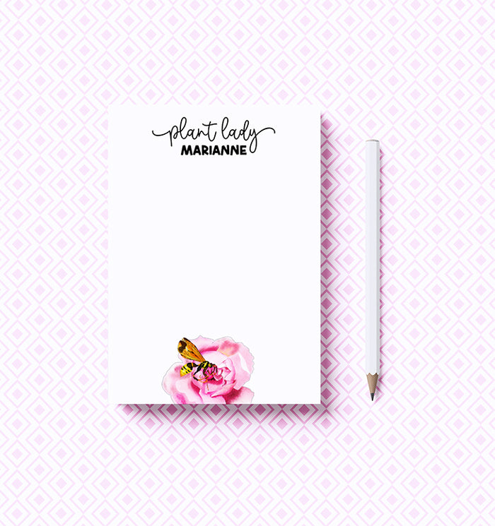 Custom Rose Plant Lady Notepad | Personalized Gardener Gift