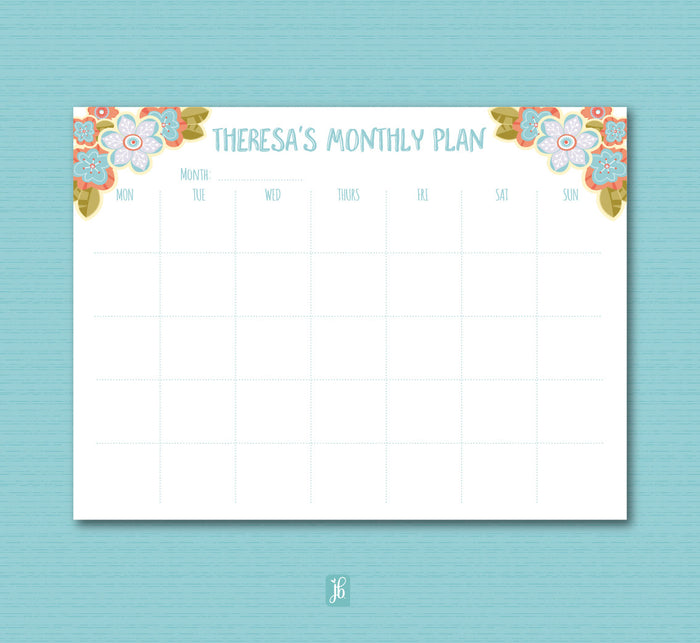 Summer Posies Monthly Plan Note Pad