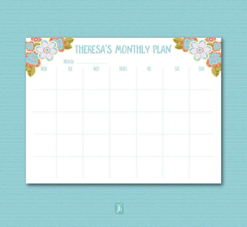 Summer Posies Monthly Plan Note Pad