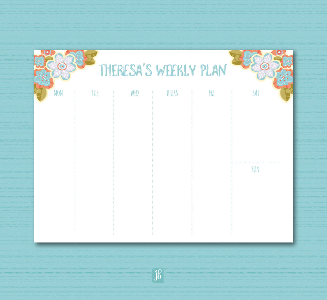 Summer Posies Weekly Plan Note Pad