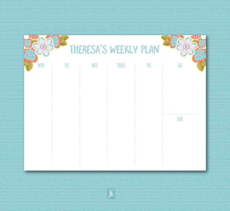 Summer Posies Weekly Plan Note Pad