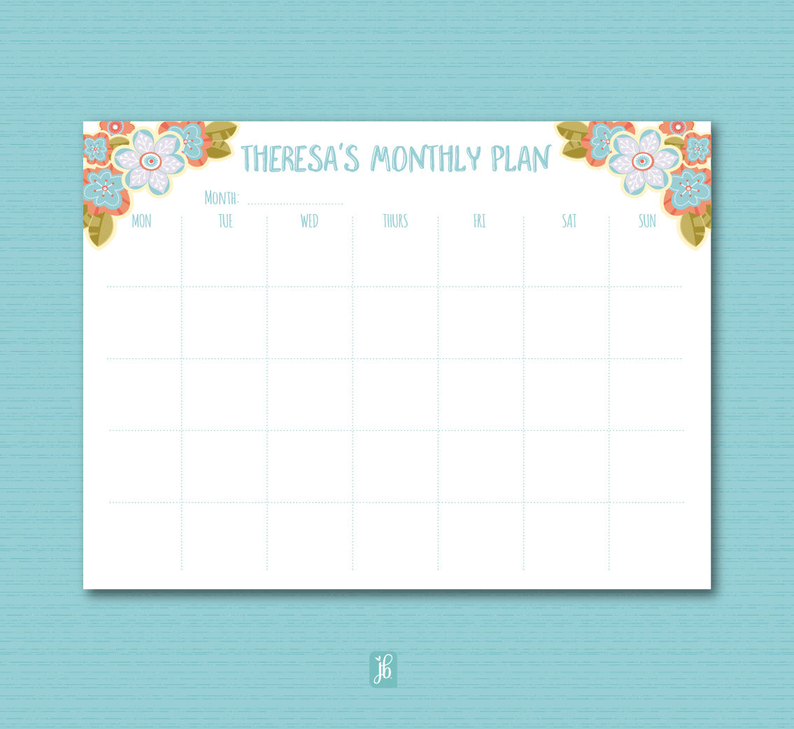 Summer Posies Monthly Plan Note Pad