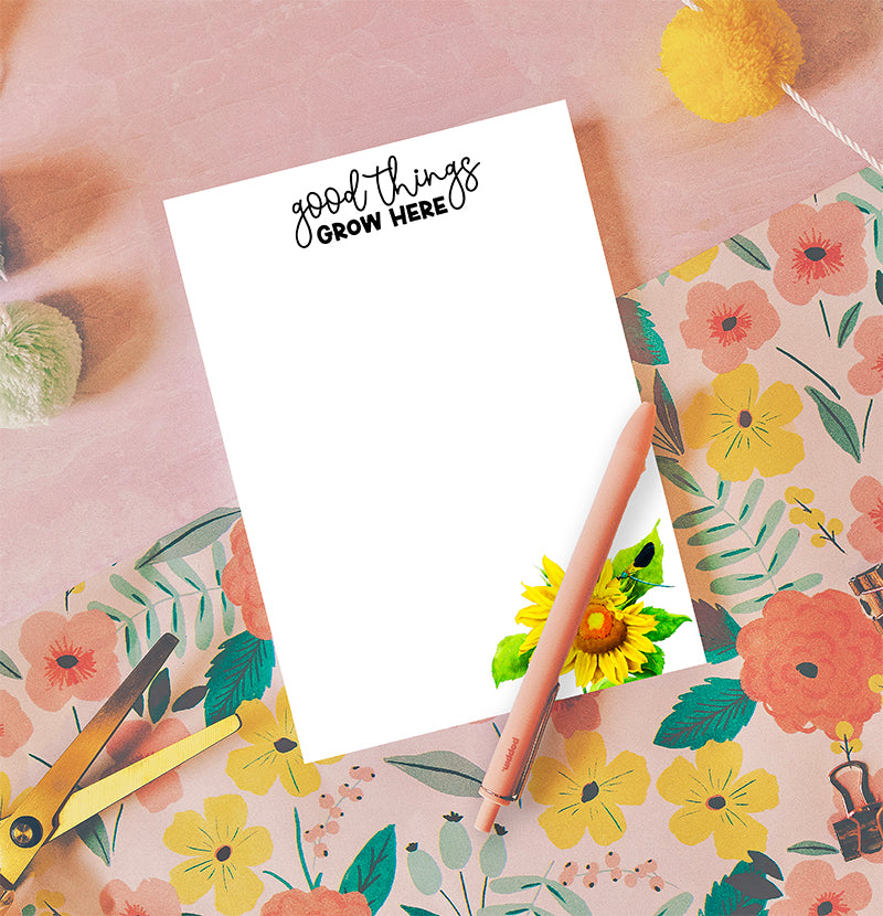 Custom Sunflower Plant Lady Notepad | Personalized Gift for Gardener