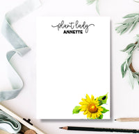 Custom Sunflower Plant Lady Notepad | Personalized Gift for Gardener
