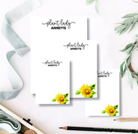 Custom Sunflower Plant Lady Notepad | Personalized Gift for Gardener