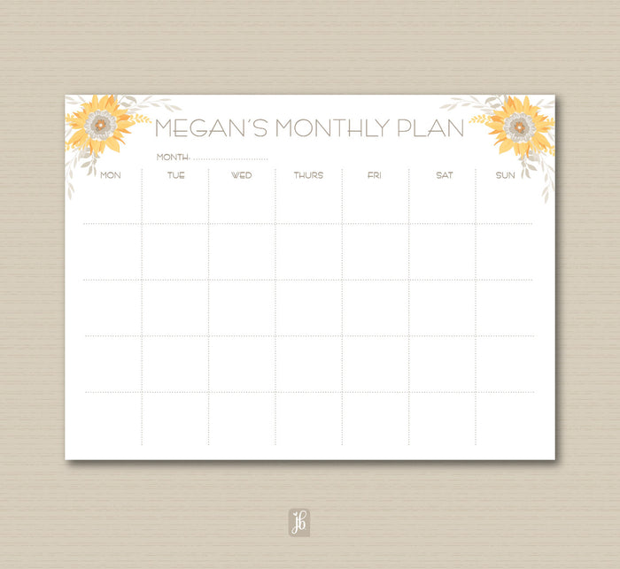 Sunflowers Monthly Plan Note Pad