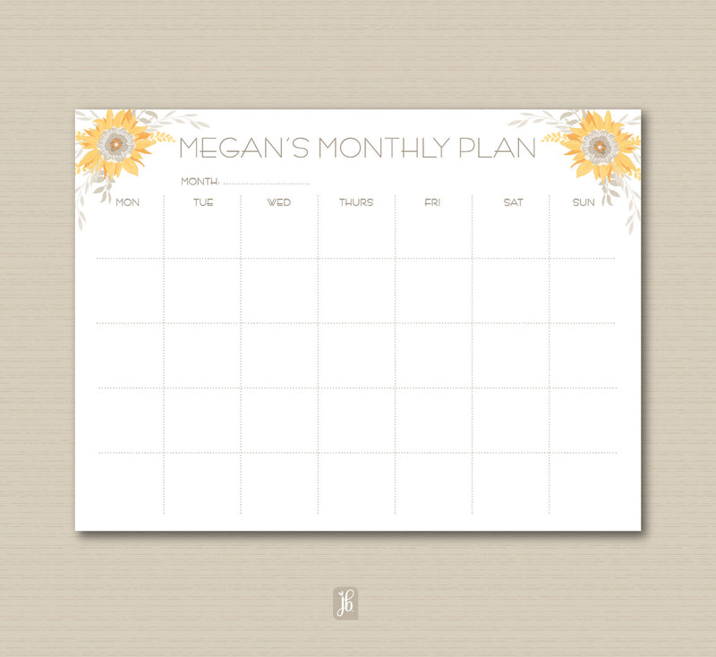 Sunflowers Monthly Plan Note Pad