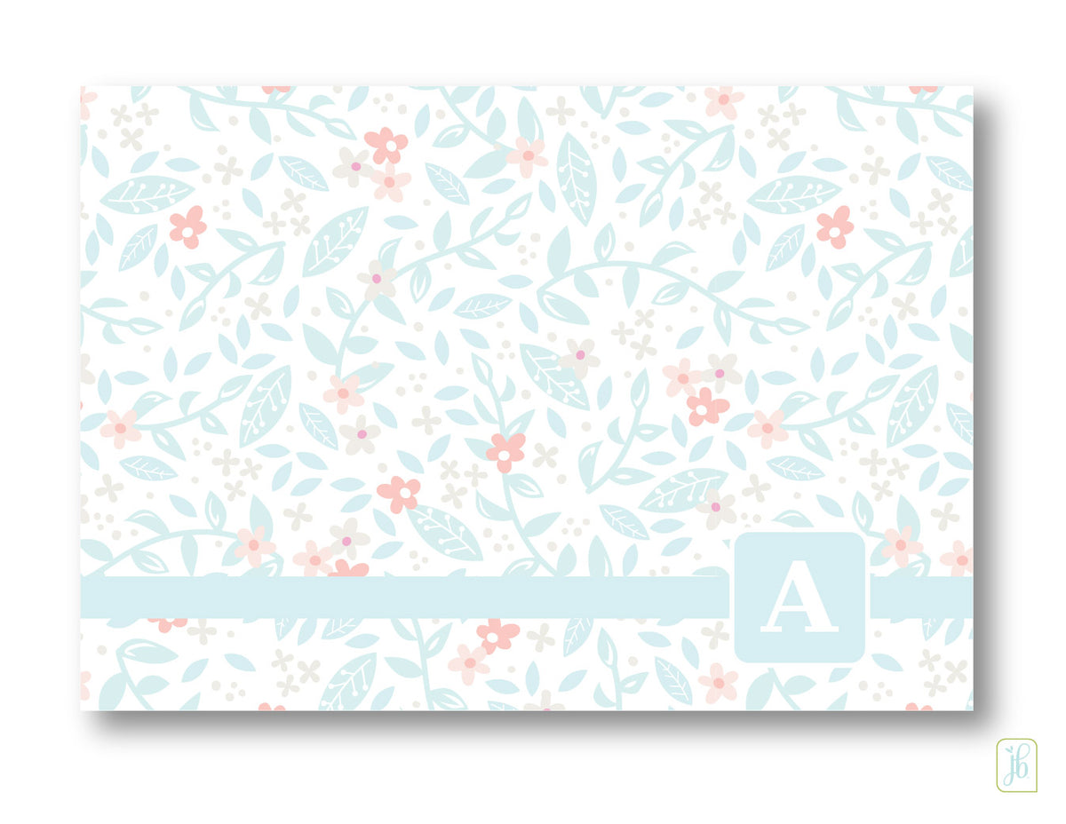 Teal Flowers Note Card