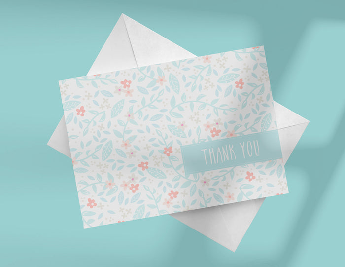 Teal Flowers Note Card