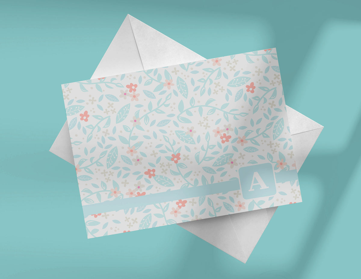 Teal Flowers Note Card