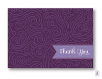 Personalized Plum Swirls Note Card Set