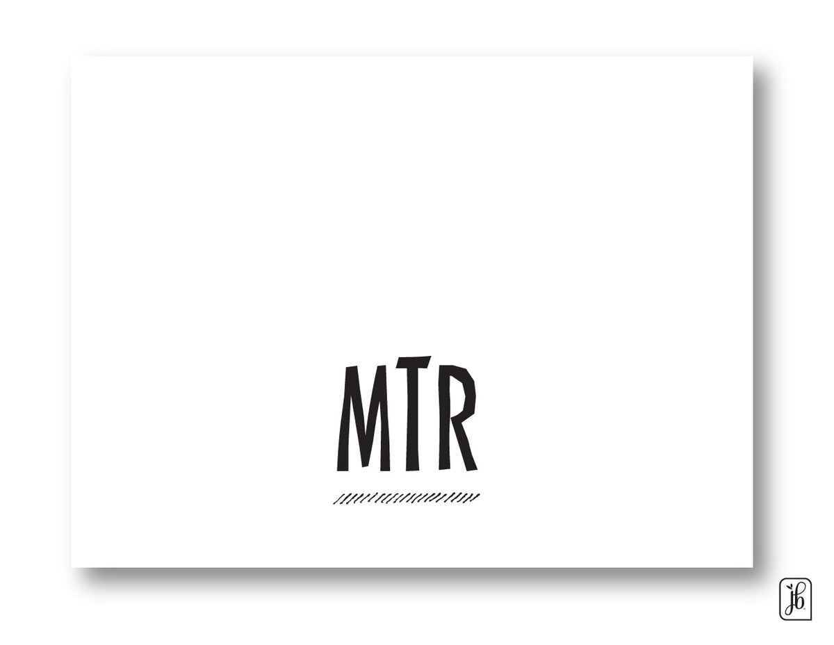 Three Letter Monogram Note Card