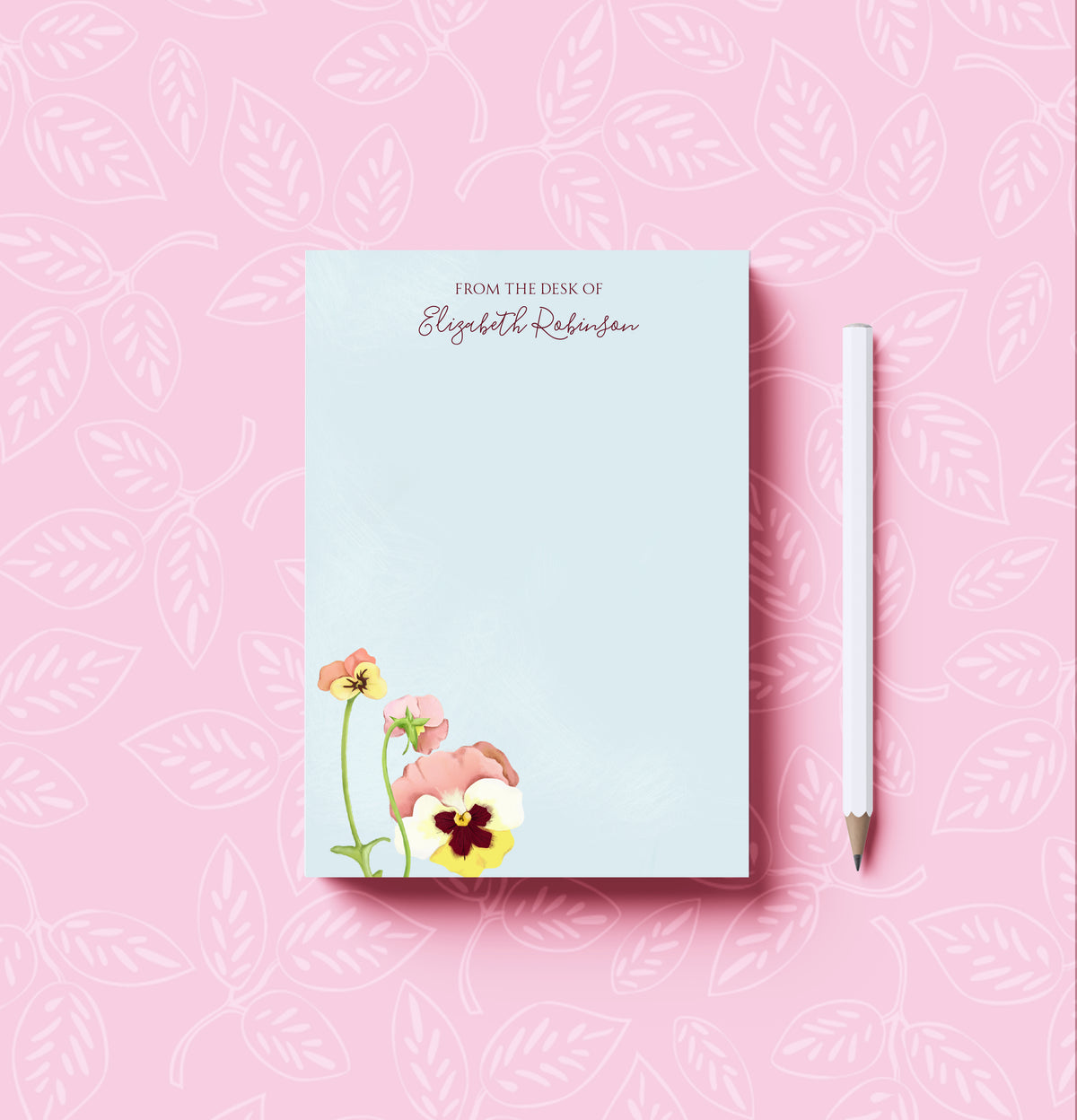 Three Pansies Notepad | Floral Writing Pad | Pansy Note Pad