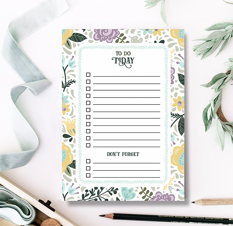 Spring Floral "To Do Today" Notepad – Daily Task & Checklist Pad