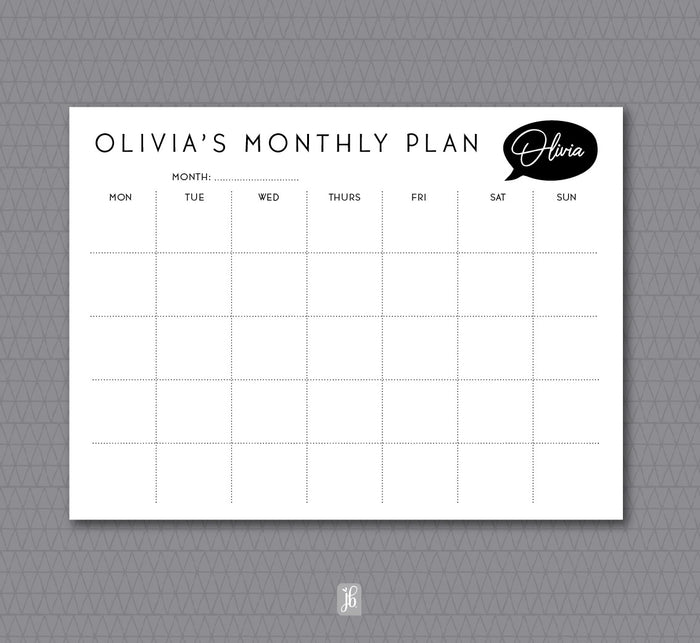 Word Bubble Monthly Plan Note Pad